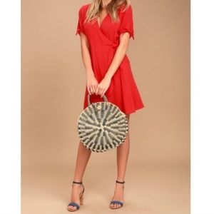 Lulu’s Red Mini Wrap Dress Small